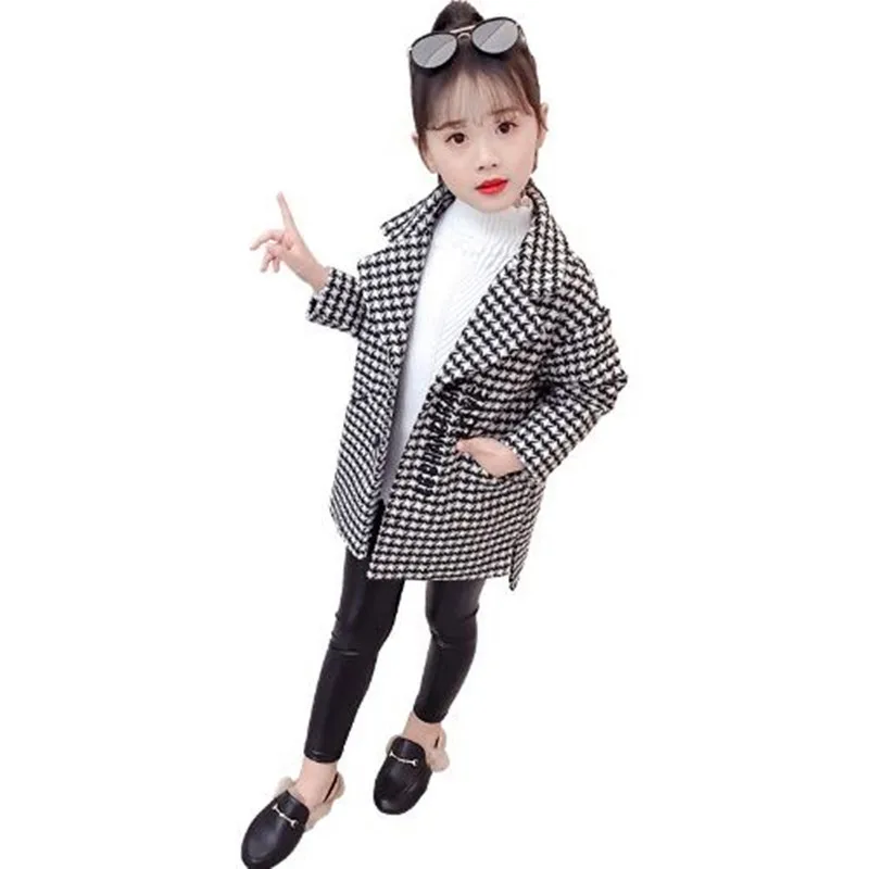 Детское шерстяное пальто в клетку на осень и зиму | Детская одежда обувь