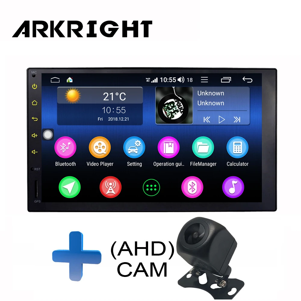 HU-CAM ARKRIGHT 7 ''4+ 64GB 2Din Android автомобильный плеер Android 8,1 Авторадио carplay sc9853i с 4G слотом для сим-карты - Цвет: HU-CAM