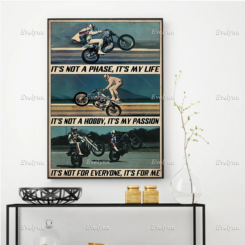 

Motorcycle Racing Racer Rider Bike Poster It's Not A Phase It's My Life Wall Art Prints Home Decor Canvas Gift Floating Frame