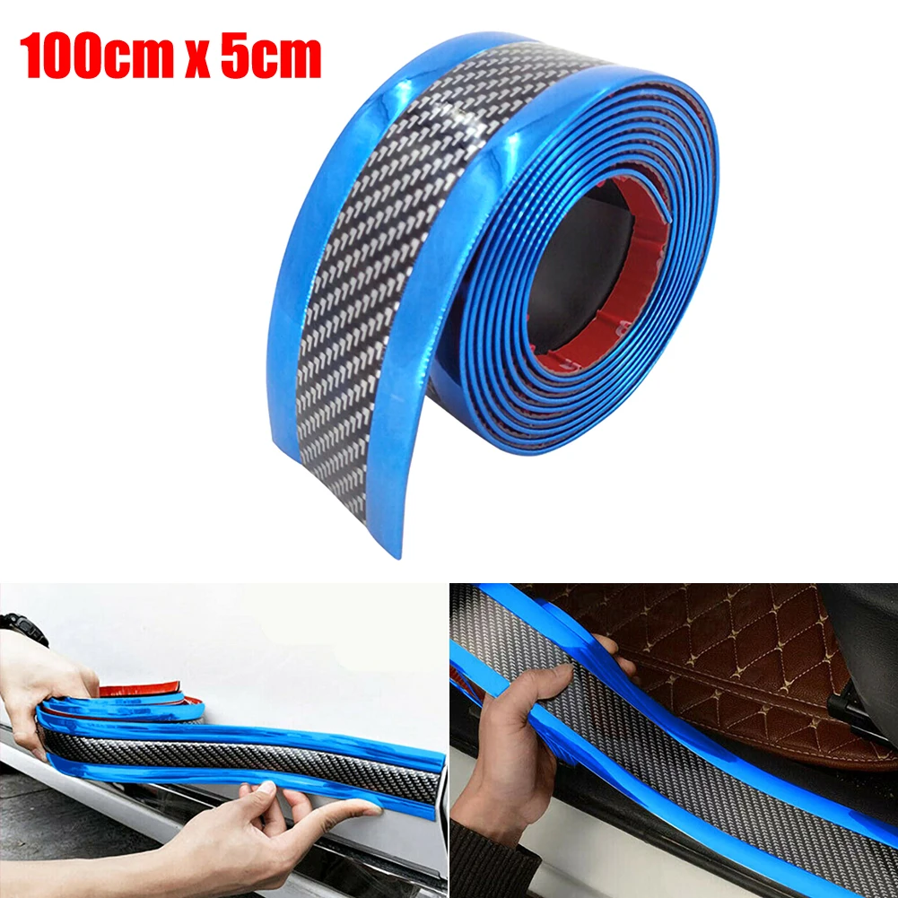 

Car Styling Door Sill Protector Carbon Fiber Moulding Strip Trim Front Bumper 5cm*1m Silver Blue Red Car Sticker Rubber Strip