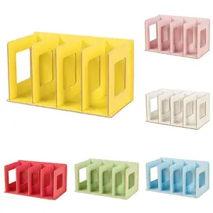 Деревянная книжная полка с 4 отделениями, стеллаж для хранения, настольный книжный шкаф, органайзер, домашний декоративная книга концов, полка для хранения