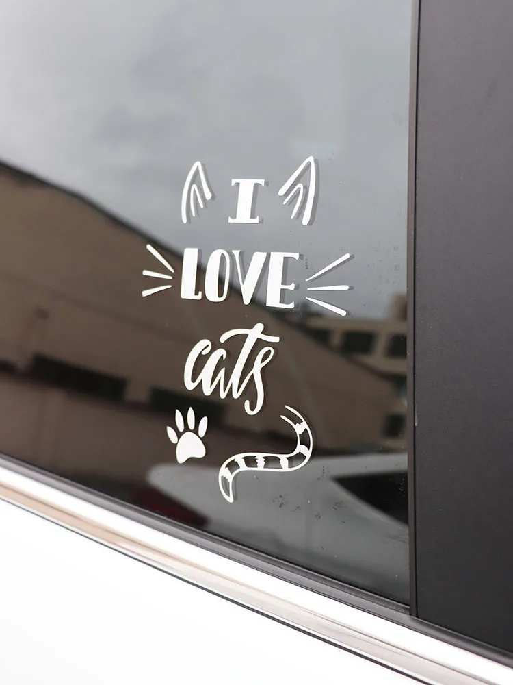 

ZTTZDY 14*17.7CM I Love Cats Car Decal Creative Vinyl Sticker Black/Silver ZJ4-0120