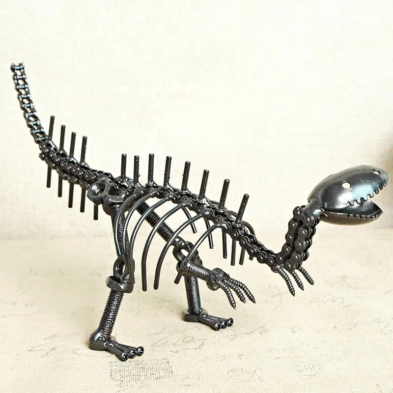 Креативная металлическая Миниатюрная модель динозавра абстрактная ручная