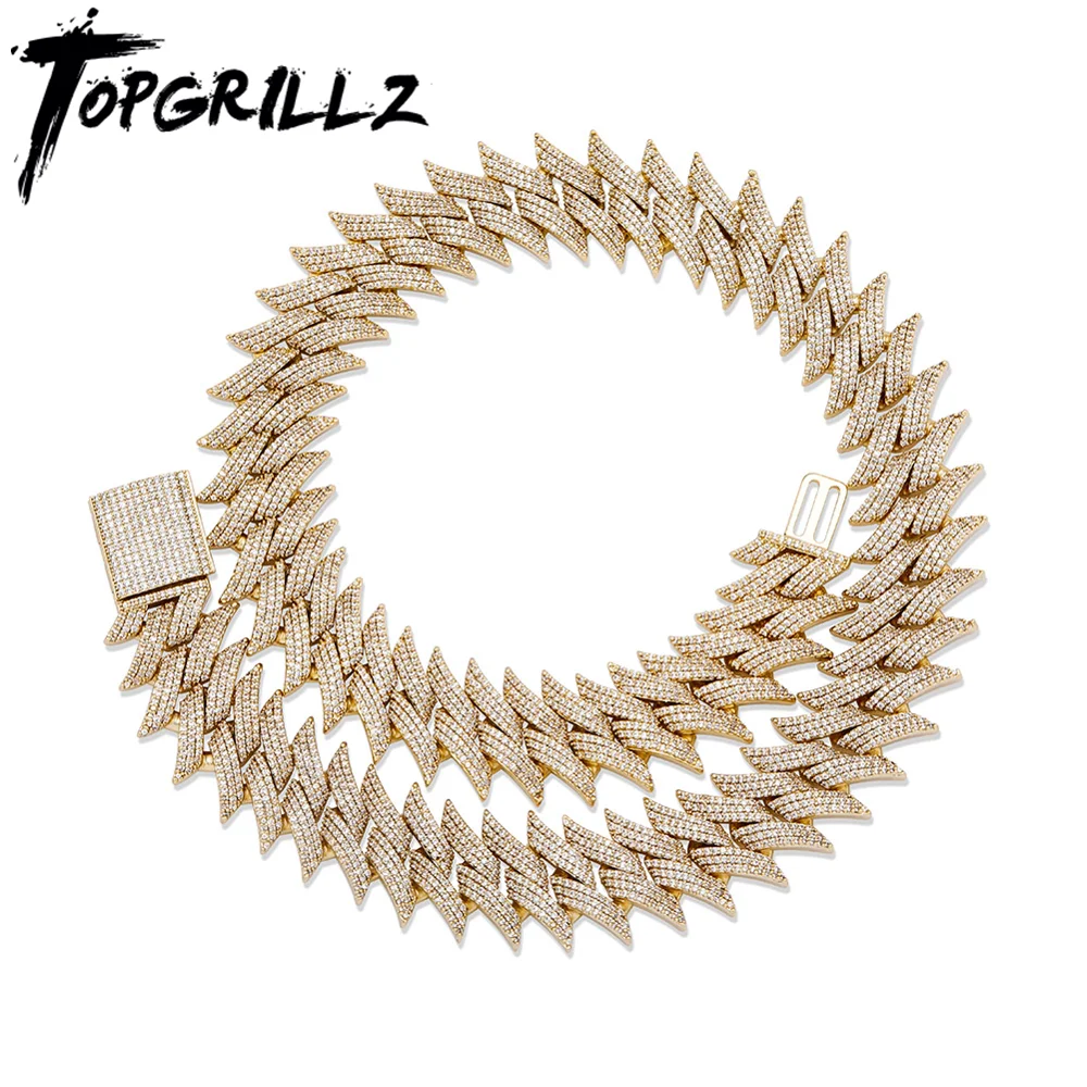 TOPGRILLZ Новинка 20 мм шипы большая коробка Пряжка кубинский тяжелый ожерелье медный