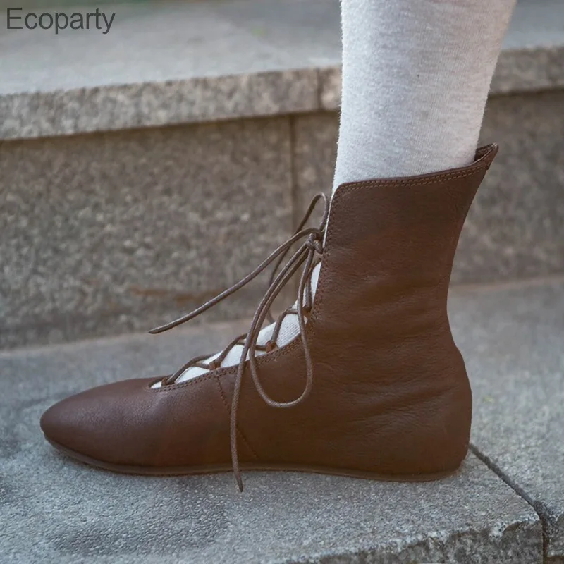 Винтажные ботинки в стиле стимпанк средневековом кожаные &quotЛолита&quot со