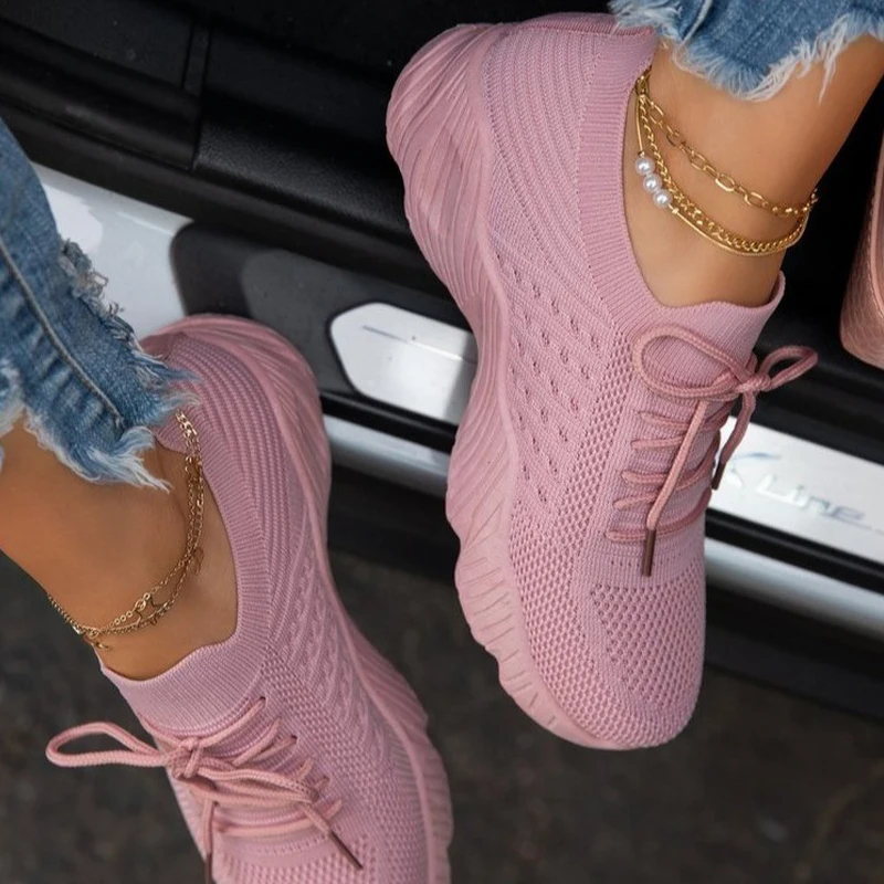 

Women‘s Sneaker Shoes Lace-up Shoes Tennis Female Sport Gym Running Shoes Mesh Breathable Zapatillas Mujer For Women