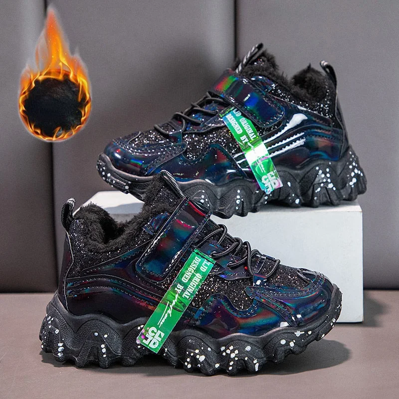 

Детские кроссовки для бега, теплые дышащие, Повседневная зимняя спортивная обувь, для мальчиков и девочек