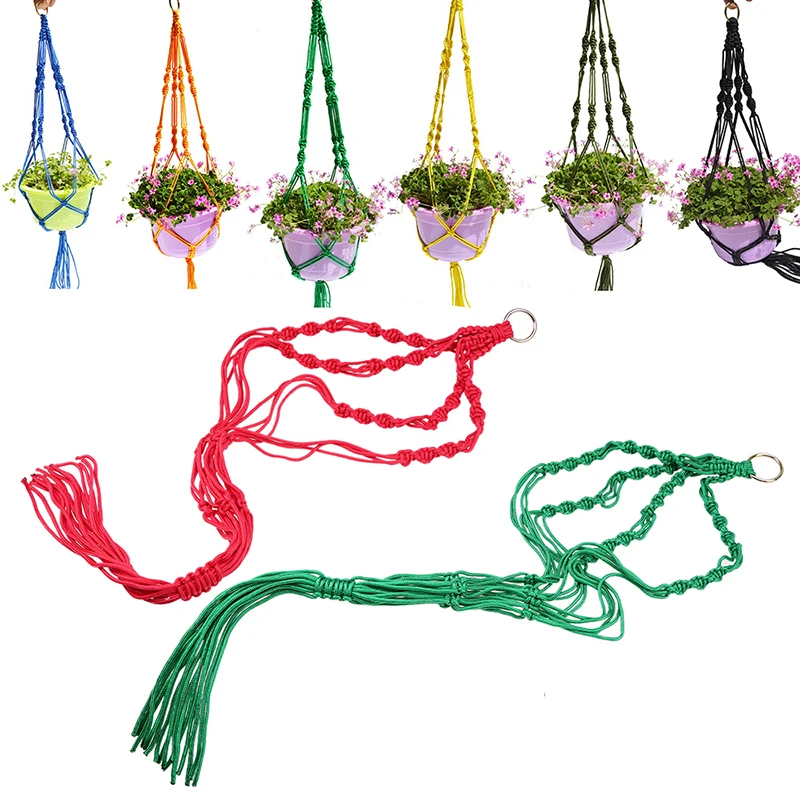 

1PC Plant Hanger Knotted Nylon Rope Handmade Planter Flower Pot Plant Holder Countyard Garden Wall Indoor Outdoor Decoration