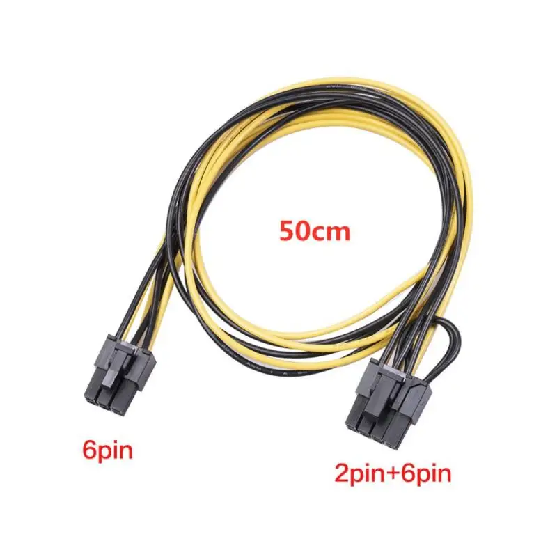 

6 Pin PCI Express to Dual PCIE 8 (6+2) Pin Power Cable 20/50cm Motherboard Graphics Card PCI-E GPU Power Data Cable Splitter