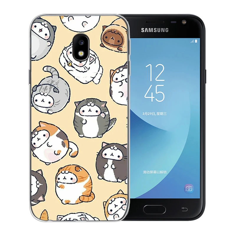 Kawaii Molang мультфильм аниме кот Рисунок мягкий чехол для телефона Samsung Galaxy J5 J7 2016 J3 2017