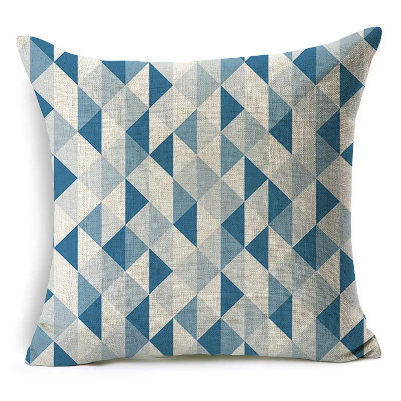 Новая простая синяя наволочка с геометрическим рисунком диван квадратная