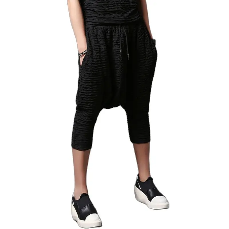 Брюки мужские винтажные для ночного клуба эластичные шаровары в стиле хип-хоп