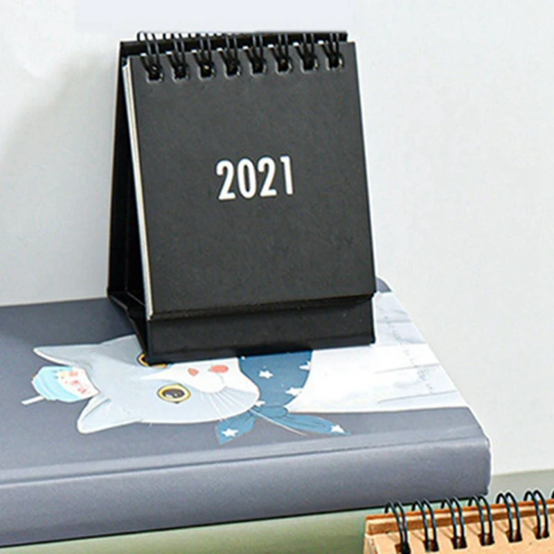 

2 Pcs Desktop Calendar From 2020 to 2021 Mini Desktop Standing Flip Monthly Calendar, Kraft Paper Color & Black