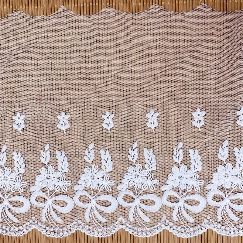 

Milk-Silk 24.8cm Wide Embroidery Flower Bow Mesh Lace Trim DIY Lolita Dress Skrit Collar Decoration V2131