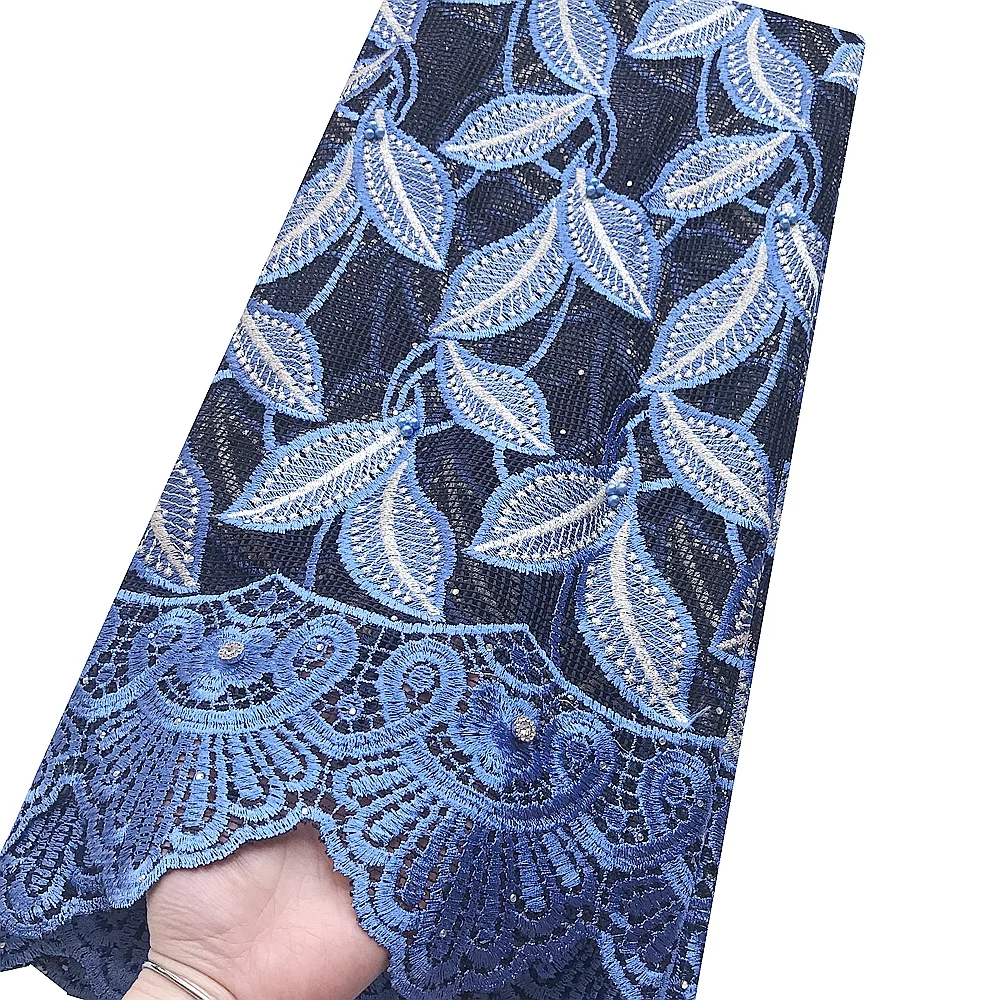 Вышитая африканская ткань кружево Материал сиреневый новейшая Кружевная Ткань