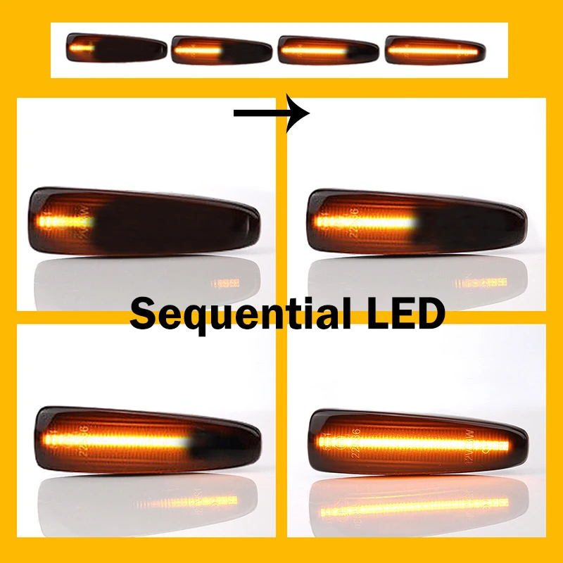 Автомобильный янтарно-желтый последовательный светодиодный боковой габаритный