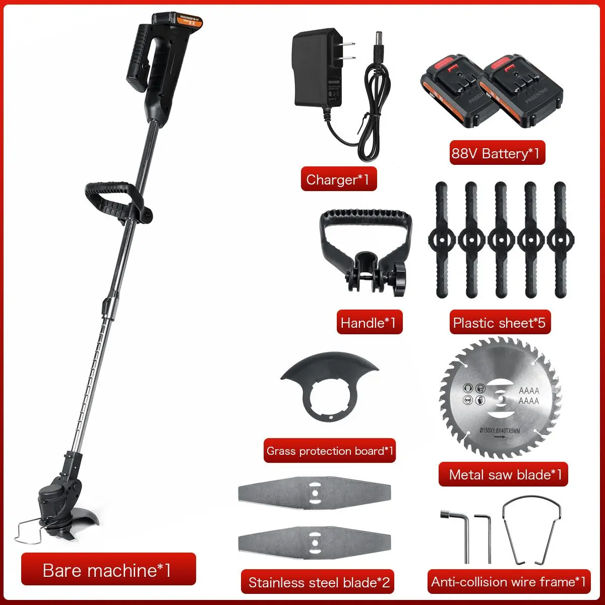 1800W 42V аккумуляторная электрическая газонокосилка сорняков щетка Длина