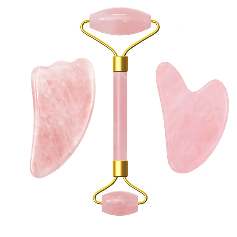 Оптовая продажа натуральный розовый кварц фотоэлектрический роликовый массаж