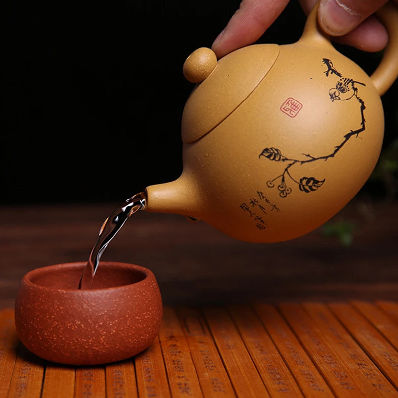 

YIXING HANDMADE TEAPOT ORE MUD DUAN ZISHA KUNG FU KETTLE WITH GIFT BOX