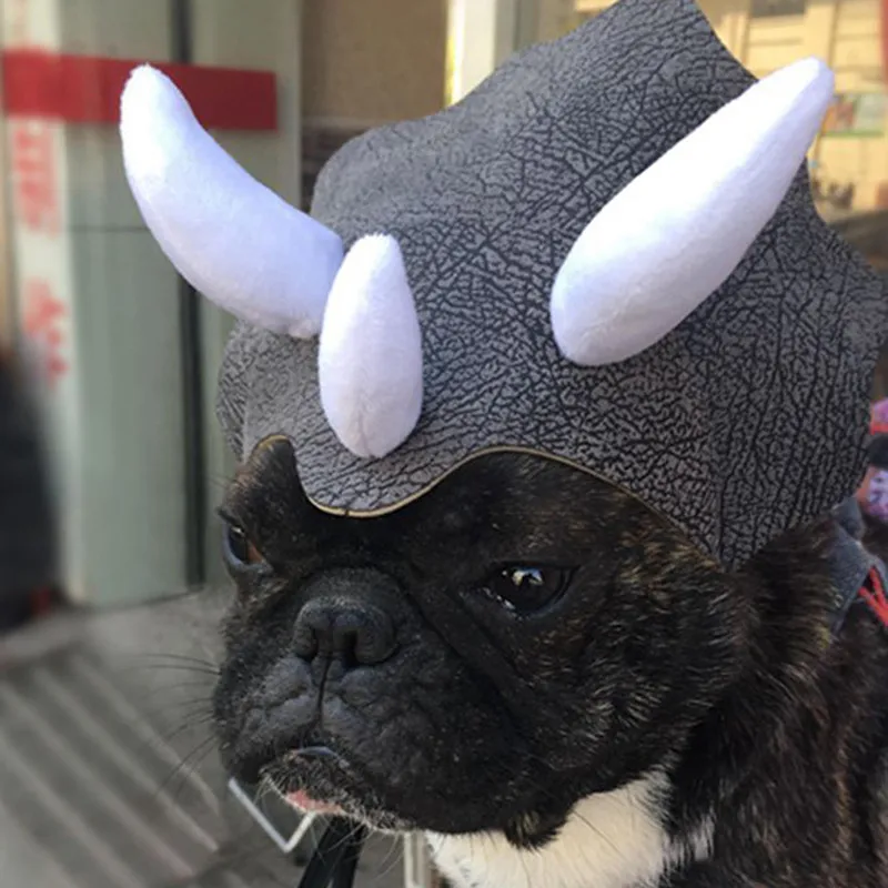 Nieuwe Cosplay Fashion Kleine Pet Hond Kat Hoed Doek Lederen Dinosaurus Hoofddeksels Hoed Hond Verstelbare Gesp Kostuum Festival Decoratie