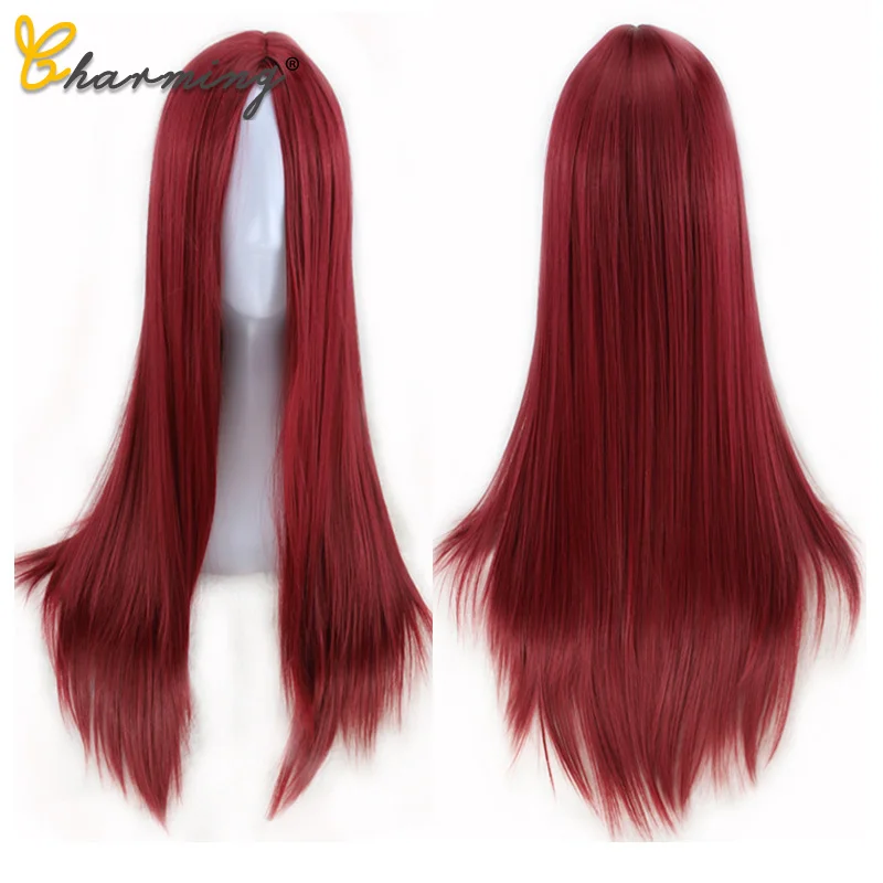 Очаровательный красный парик для женщин длинный волнистый синтетический