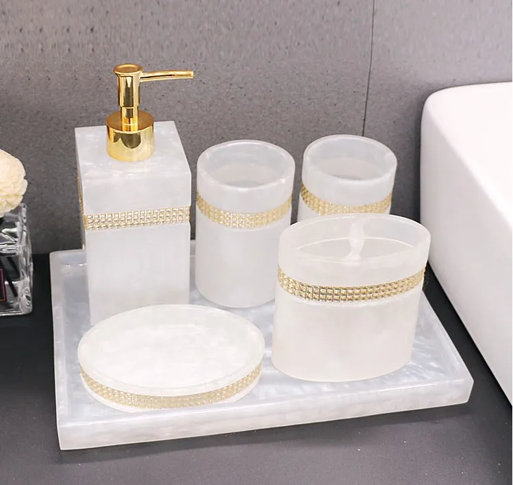 Набор аксессуаров для ванной комнаты из нордической смолы стразы диспенсер мыла