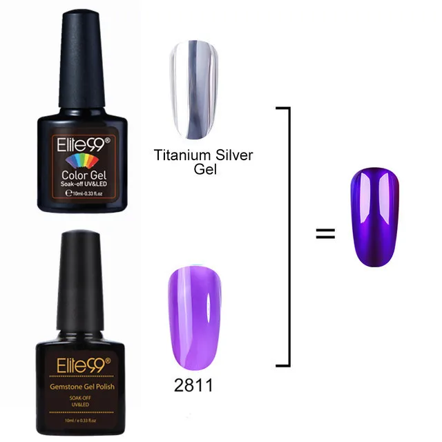 11 with Titanium Gel Elite99 полупрозрачный Блестящий зеркальный титановый Серебряный УФ-гель для ногтей стойкий лак драгоценный камень стекло гибридный набор для ногтей - Цвет: 11 with Titanium Gel
