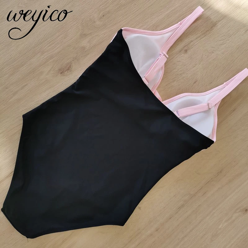 Цельный пикантный женский купальник в горошек пуш ап полосатый цветочный