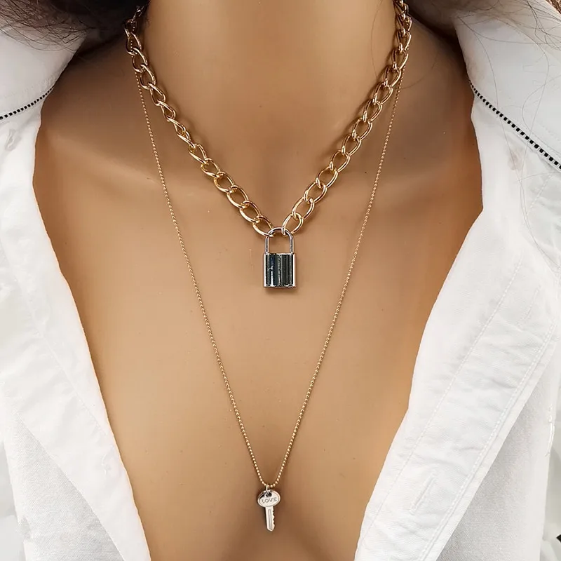 Двухслойная подвеска с замком и для влюбленных новинка золотым ожерелье женщин