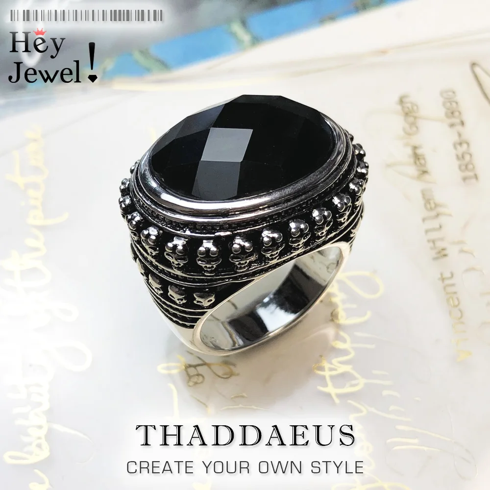 

Cocktail Ring Black Oval CZ Skull Skeleton,Europe Style Fashion,Jewelry For Men & Women,2019 Gift In 925 Silver to Lover