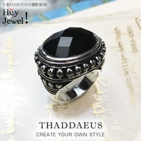 cocktail ring black oval cz skull skeletoneurope style fashionjewelry for men women2019 gift in 925 silver to lover
