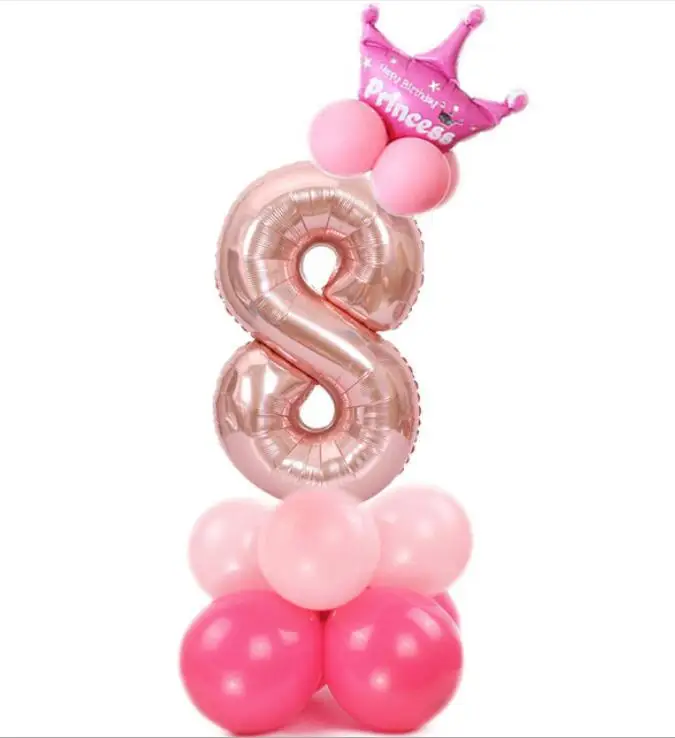 Rose gold pink 8 1 комплект 32 дюймов розовое золото номер воздушный шарик из фольги в форме цифры баллоны с гелием День рождения Свадьба Декор воздушные шары для праздника вечерние поставки - Цвет: Rose gold pink 8
