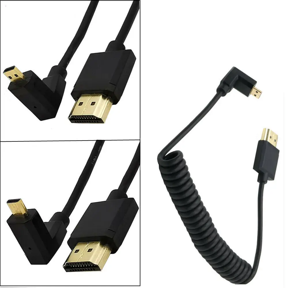 

Angled 90 degree Micro HDMI Male to HDMI Male Cable Cord Adapter Stretch Elastic