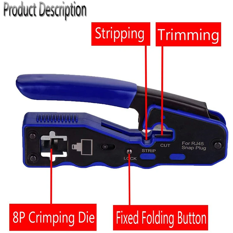 RJ45 обжимной инструмент пройти через резак для Cat6 Cat5 Cat5E 8P8C Модульные соединители