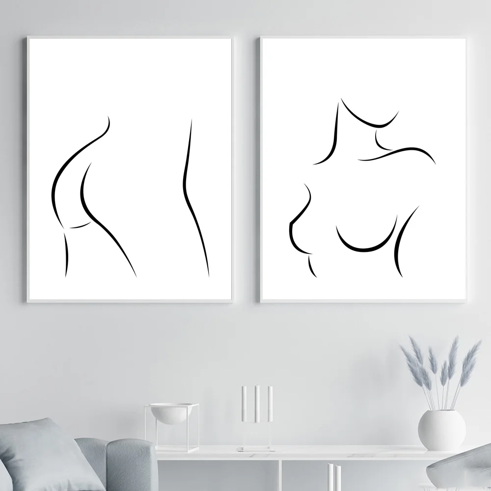 Абстрактная женщина рисунок лески скандинавский плакат и принты современное