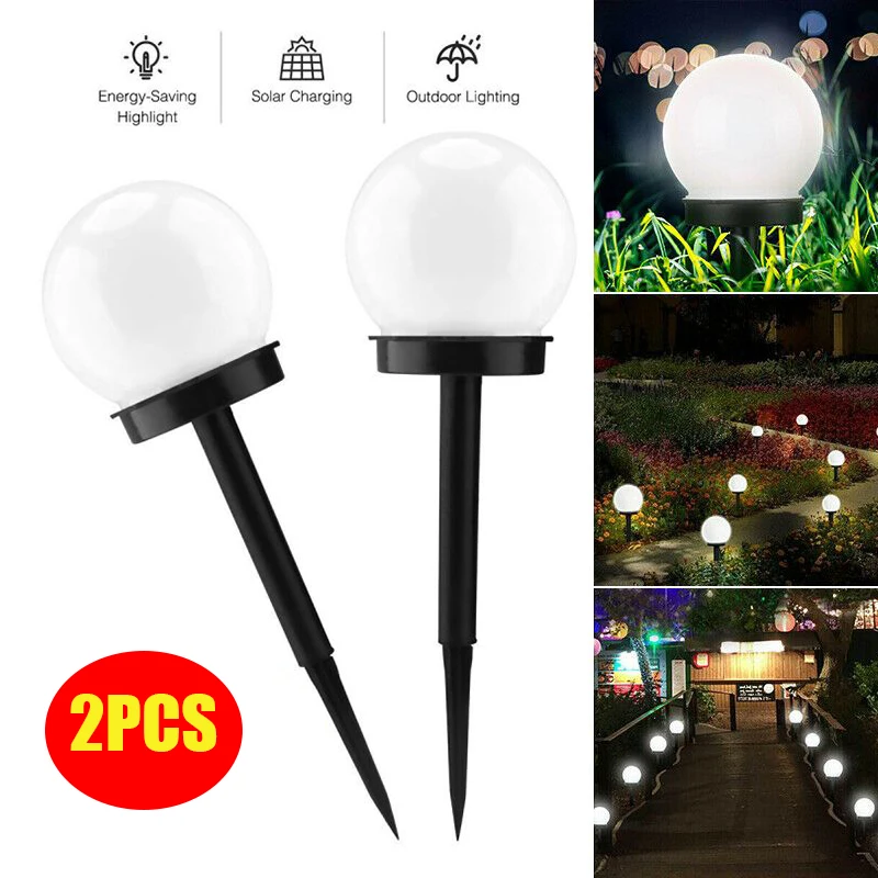 

2PCS Solar Powered Globe Light Outdoor Garden Stake Waterproof Yard Patio Walkway Landscape Ground Spike Lamp Decoration