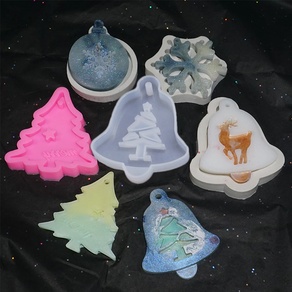 Рождественские литые формы из смолы Снежинка колокольчик форма-лось полимерные