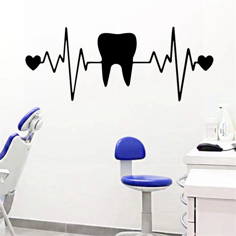 Настенные Стикеры для зубов и стоматологии виниловые наклейки в виде сердца ЭКГ
