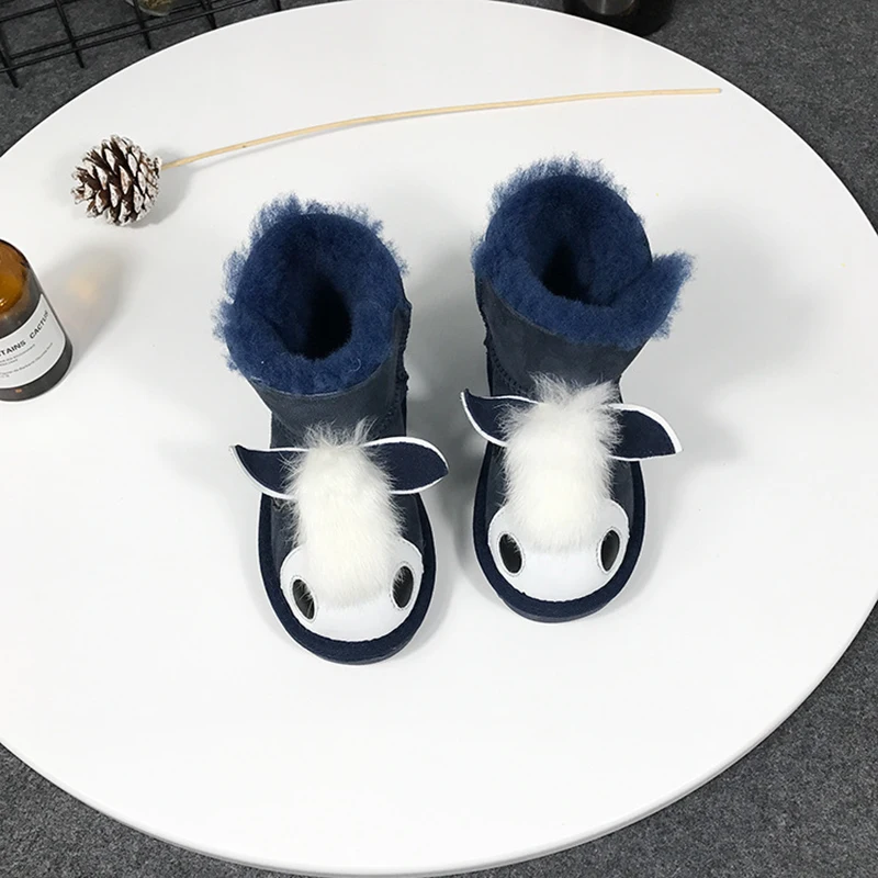 Dolakids симпатичная детская обувь для мальчиков и девочек с овечьим мехом