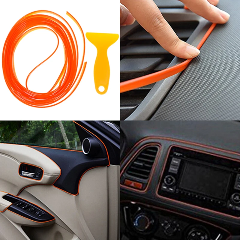 

5 м оранжевый автомобильный Стайлинг внутреннее формование отделка Декоративная полоса линия зазор наполнитель комплект