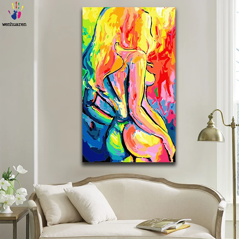 DIY картинки для раскраски по номерам с цветными абстрактами Голая девушка