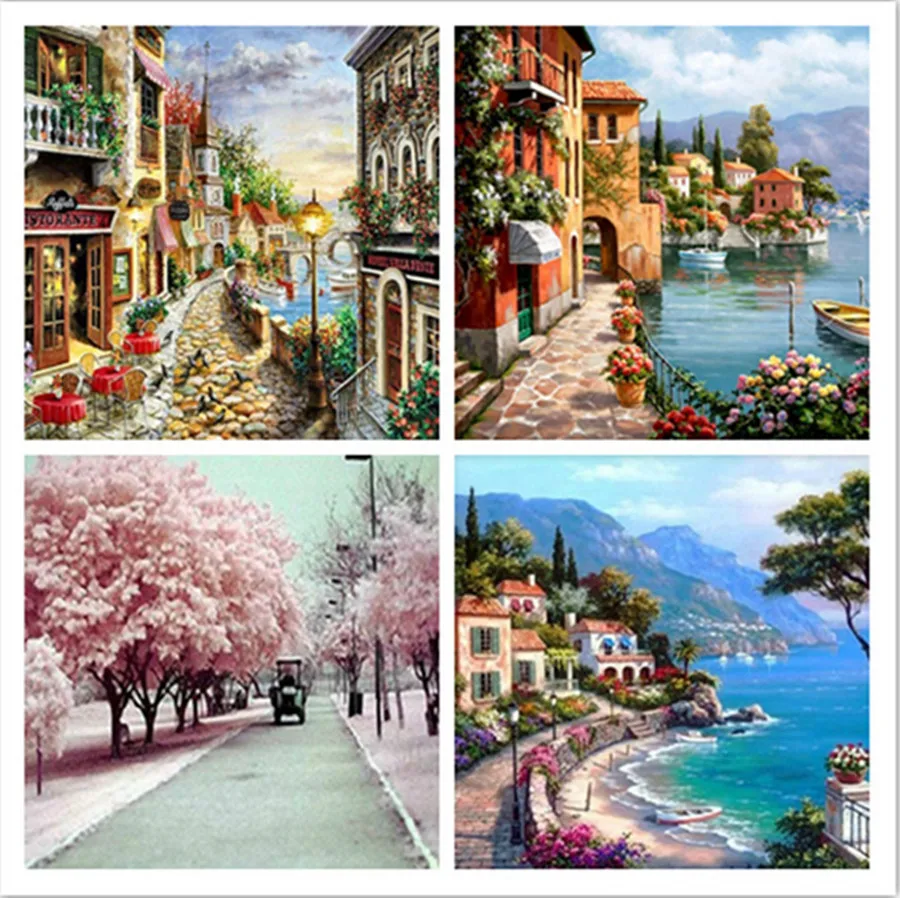 5D DIY Полная Алмазная Картина Пейзаж вышивка крестиком Приморский Декор для дома