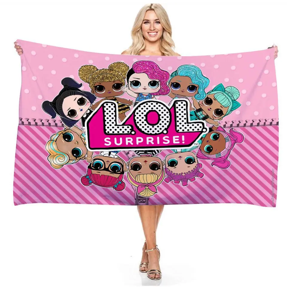 Пляжное полотенце LOL Surprise Doll прямоугольное банное с цифровым 3D принтом и милым