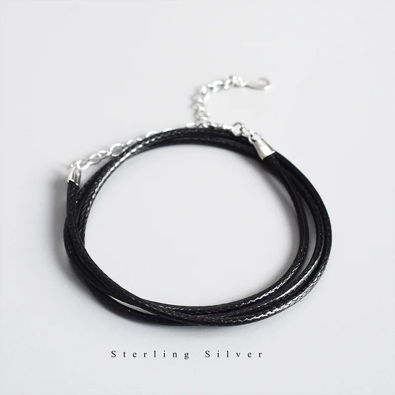 Колье женское из серебра 925 пробы с кожаным шнуром | Украшения и аксессуары