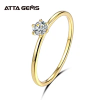 18k yellow gold ring for women 0 2ct test past d moissanite diamond solitaire ring wedding band engagement bridal