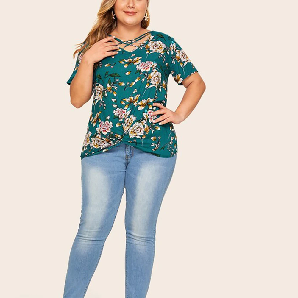 Женская льняная блузка с коротким рукавом и V-образным вырезом | одежда