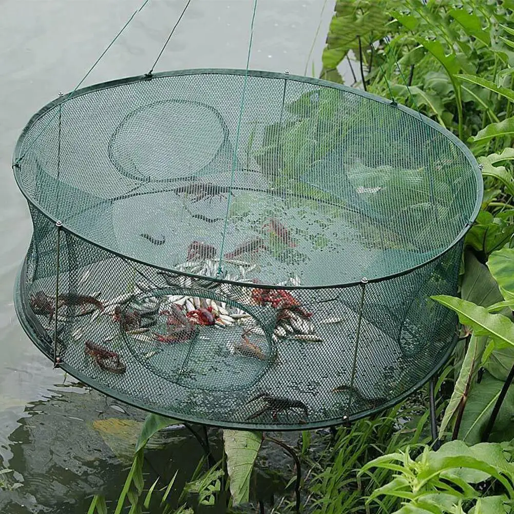 

Strengthened 5 Holes Automatic Fishing Net Shrimp Cage Foldable Fishing Outdoor Cast Cast Trap Fish Nylon Net Folding Netwo D8P2