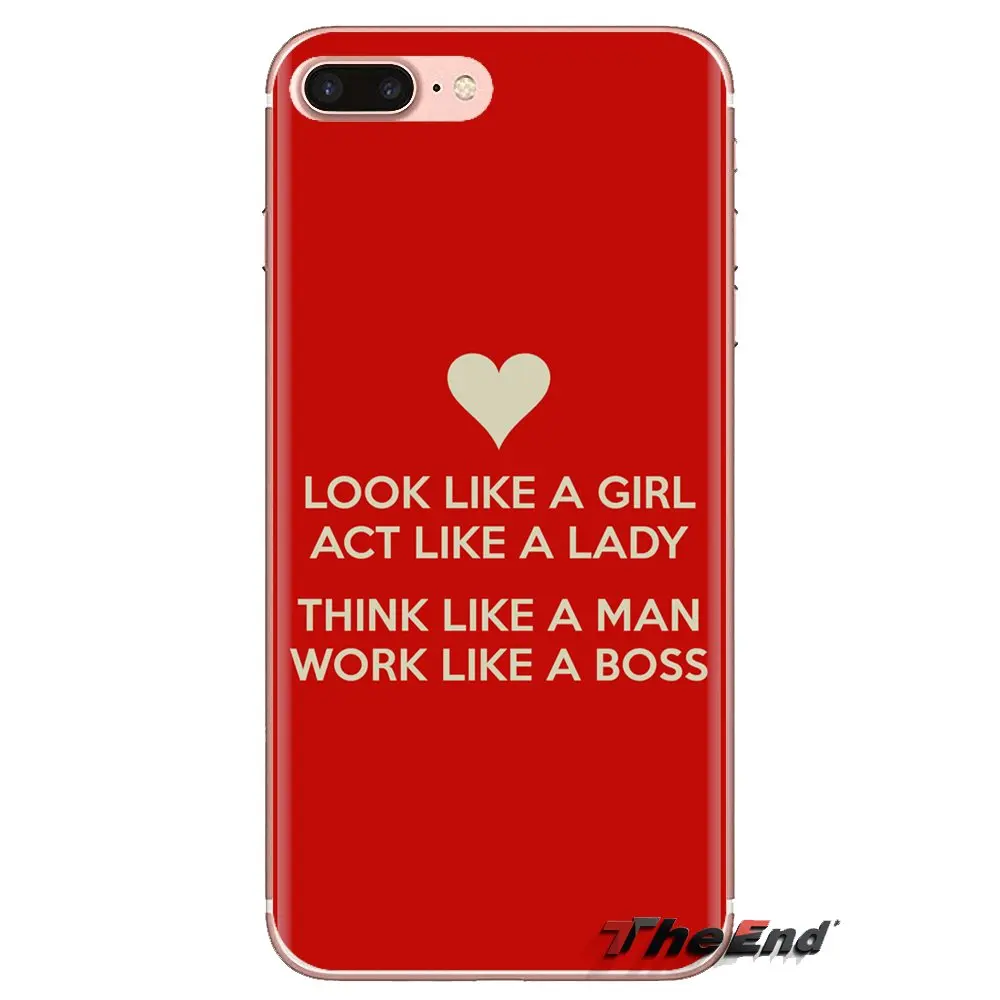 Чехлы для iPhone XS Max XR X 4 4s 5 5S 5C SE 6 6S 7 8 Plus samsung Galaxy J1 J3 J5 J7 A3 A5 Act Like Lady Think Boss Quote |