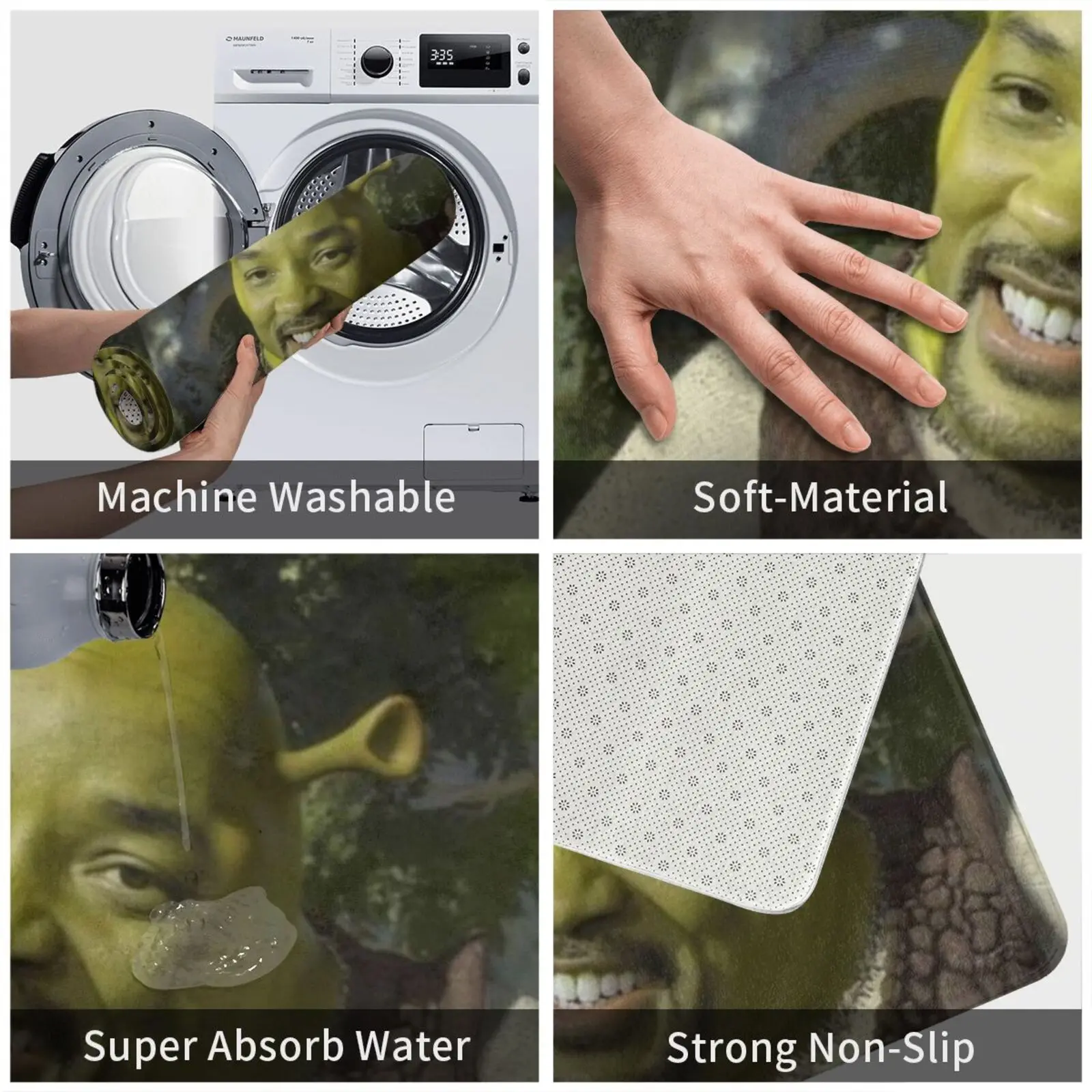 Коврик для входной двери Will Smith X Шрек коврик ванной Забавный мем мужчин в черном