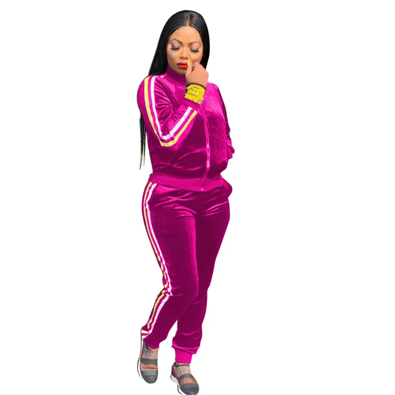 

Women Tracksuit 2 Piece Set Winter Sexy Long Sleeve Thicken Tops Sweatsuits Stretch Pants Velvet Clothing Wholesale Dropshipping